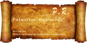 Paleszter Radiszló névjegykártya